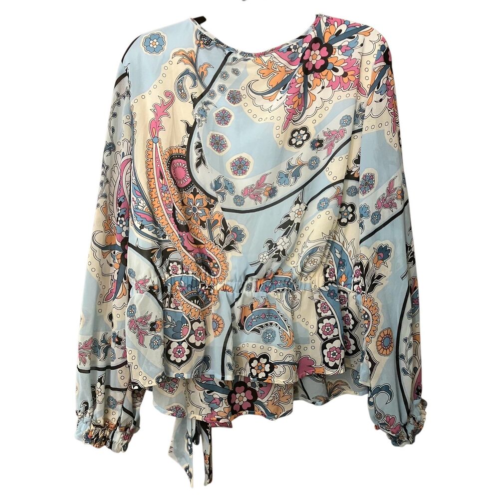Marc New York long sleeve paisley peplum blouse - Picture 2 of 9
